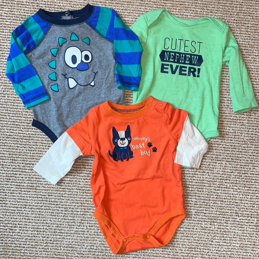 3 - Jumping Beans & Carter’s long sleeve onesies